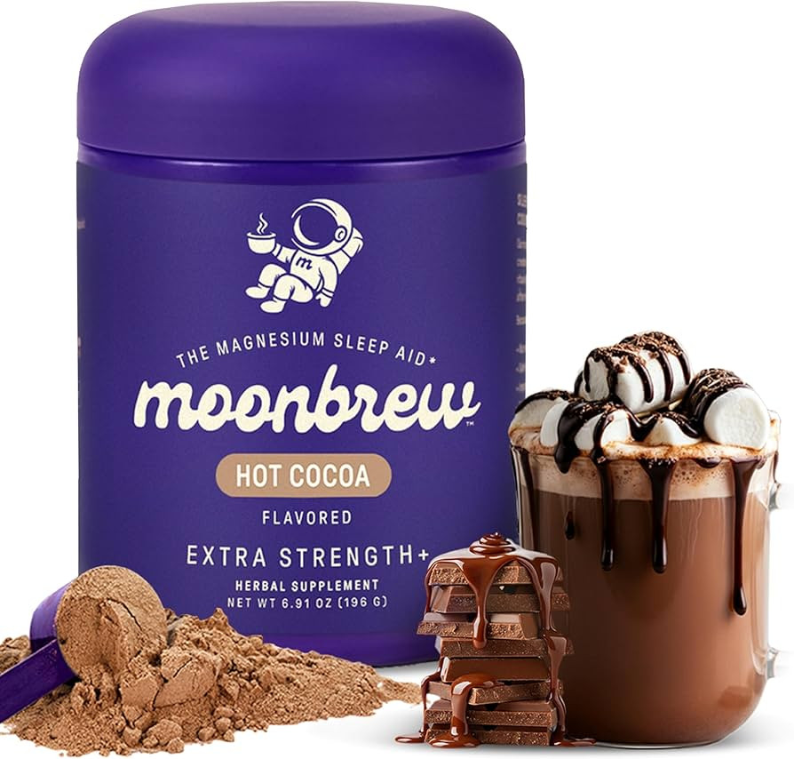 MoonBrew Nighttime Extra Strength Magnesium Hot Cocoa, Natural Sleep Aid Drink Mix for Adults - C... | Amazon (US)