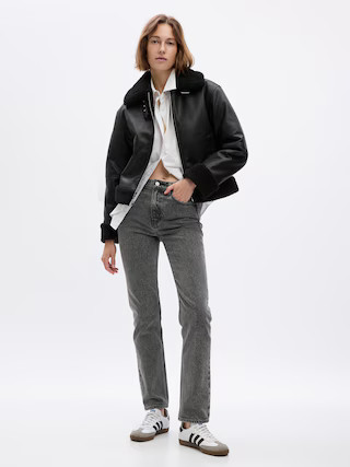 Vegan Leather Sherpa-Trim Jacket | Gap (US)
