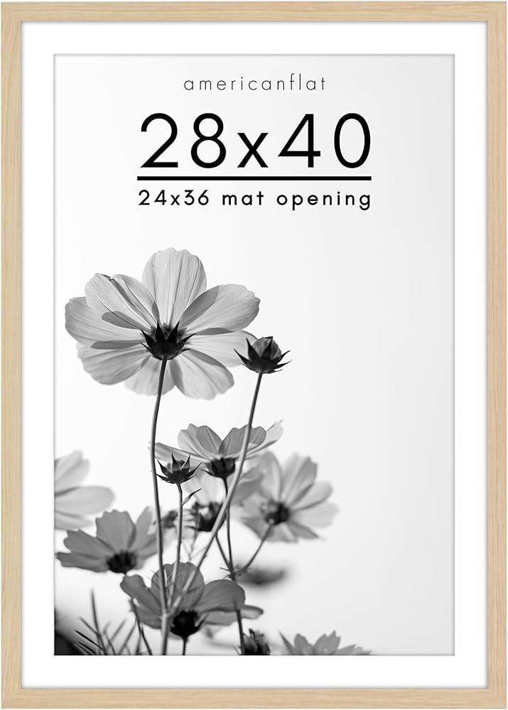 Americanflat 28x40 Picture Frame in Natural Oak - Use as 24x36 Picture Frame with Mat or 28x40 Fr... | Amazon (US)