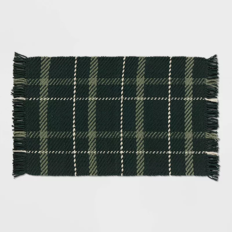 34" x 20" Plaid Rug Green - Threshold™ | Target
