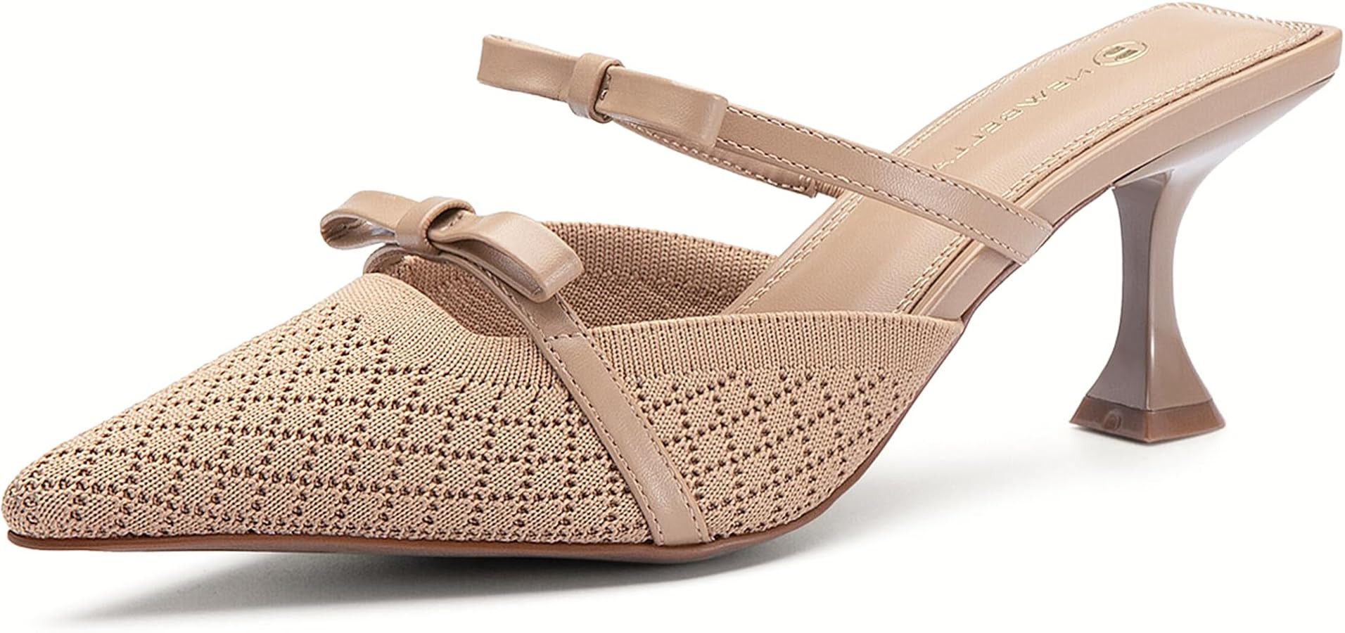 NEWBELLA Women's Closed Toe Kitten Heel Mules - Elegant Mesh Iron Plate Heeled Sandals, Slip-On D... | Amazon (US)