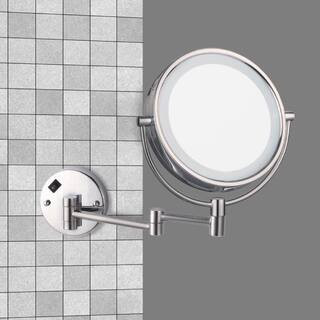 Nameeks Glimmer 8 in. x 8 in. Wall Mounted LED 3x Round Makeup Mirror in Chrome Finish Nameeks AR... | The Home Depot