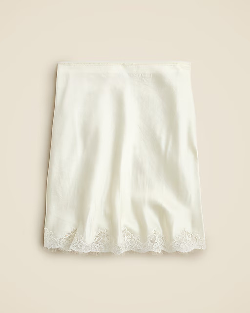 Gwen lace-trim slip skirt in textured satin | J. Crew US
