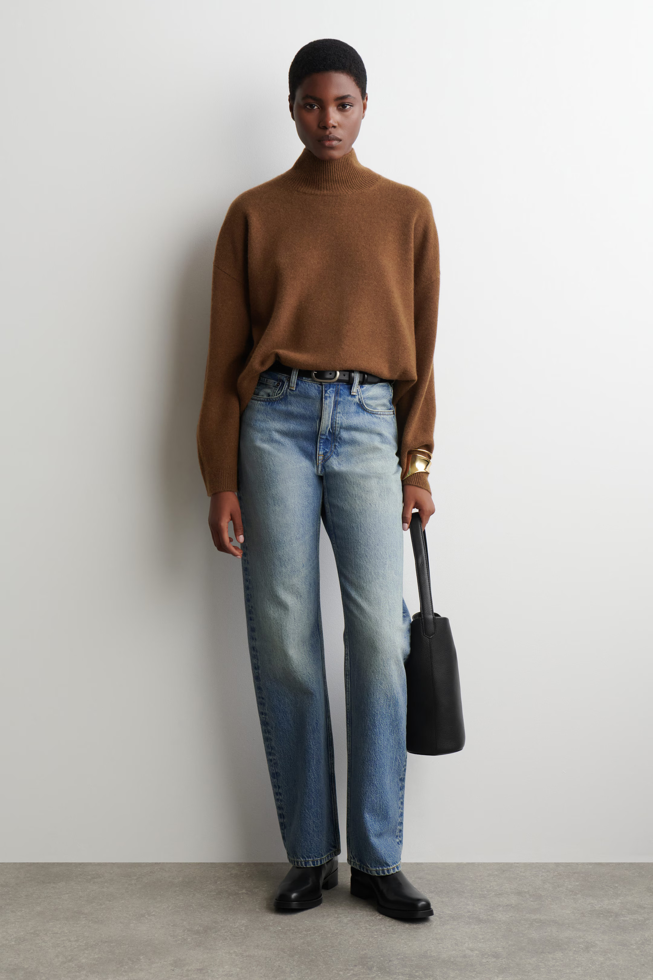 CASHMERE FUNNEL-NECK SWEATER - BROWN MÉLANGE | COS US | COS (US)