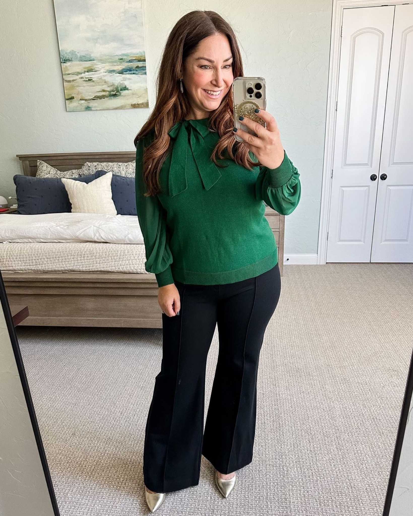 Nordstrom Holiday Blouse 

Fit tips: Blouse tts, L // Pants XLP, pumps tts

Fall outfit | fall fashion | curve style | midsize fashion | size large | jeans | pumps | holiday outfit 

#LTKSeasonal #LTKcurves #LTKHoliday
