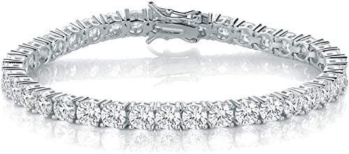 Gemsme 18K White Gold Plated 4.0 Round Cubic Zirconia Classic Tennis Bracelet 9.0 Inch For women | Amazon (US)