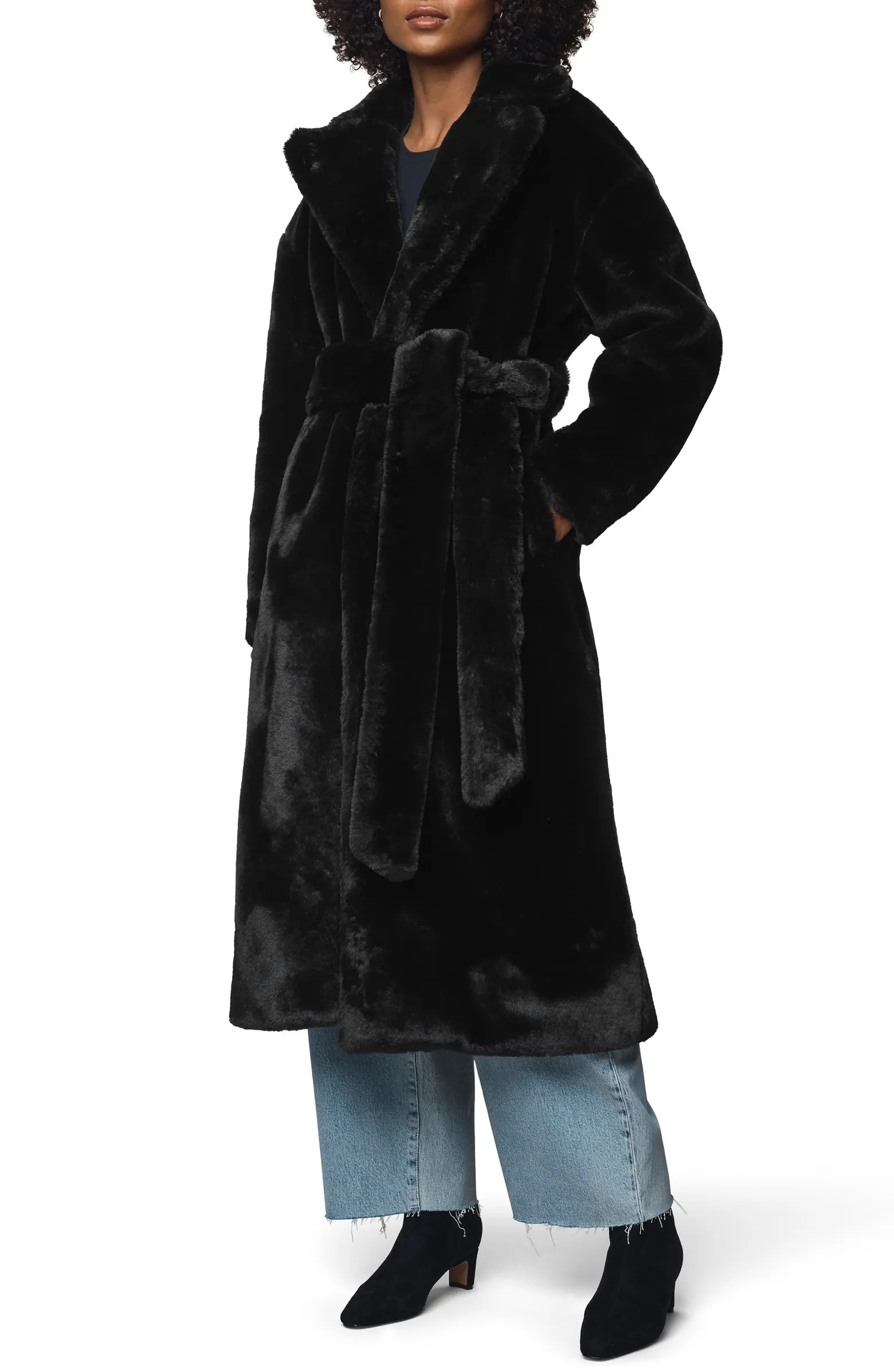 Lucia Tie Waist Faux Fur Coat | Nordstrom