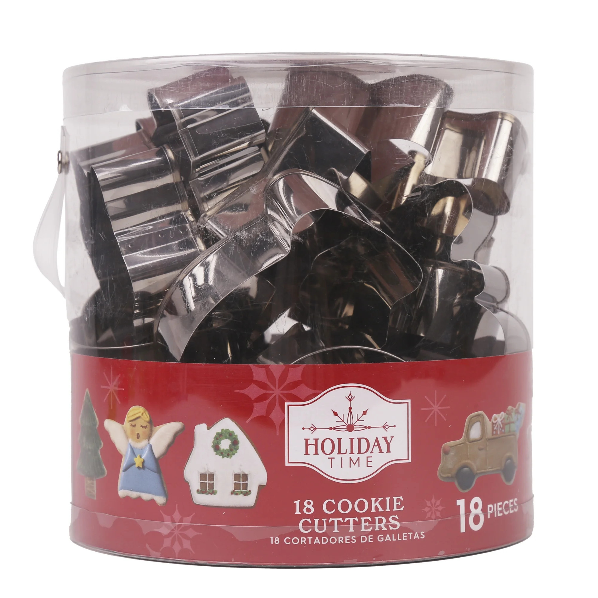 Holiday Time Christmas 18 Piece Silver Stainless Steel Cookie Cutter Set | Walmart (US)