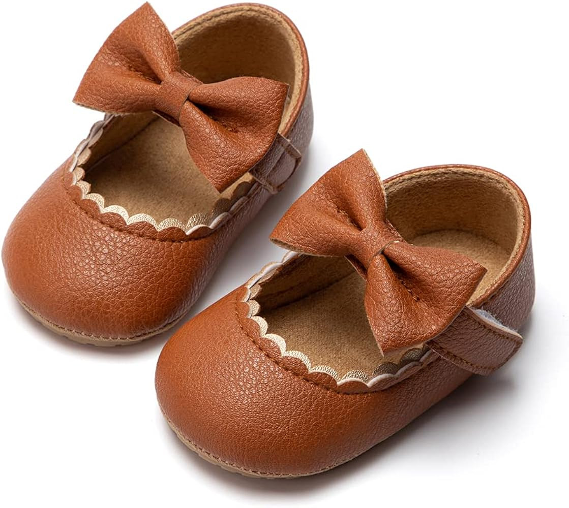 CENCIRILY Infant Baby Girls Mary Jane Flats Non Slip Soft Sole Prewalker Princess Wedding Dress S... | Amazon (US)