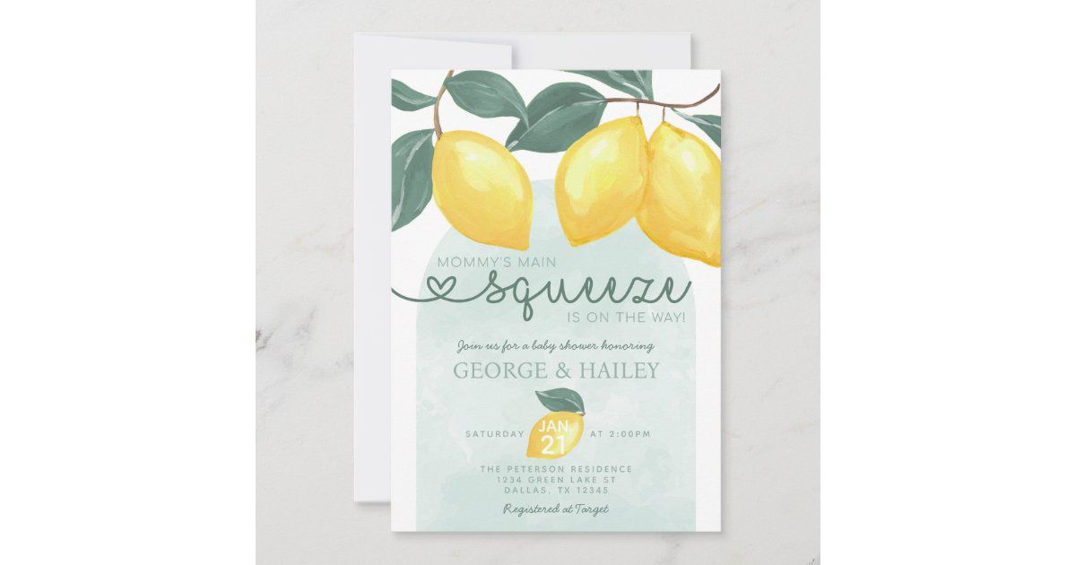 Mama's Main Squeeze Citrus Lemon Baby Shower Invitation | Zazzle | Zazzle