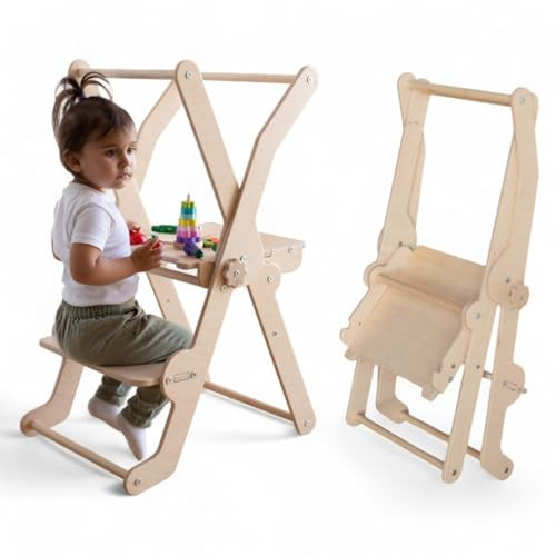 Woodandhearts Toddler Tower, Made in Ukraine, Foldable Tower, Kids Standing Tower, Kids Stool for Kitchen, Toddler Tower Foldable (Ladder), Standing Stool for Kitchen | Amazon (US)