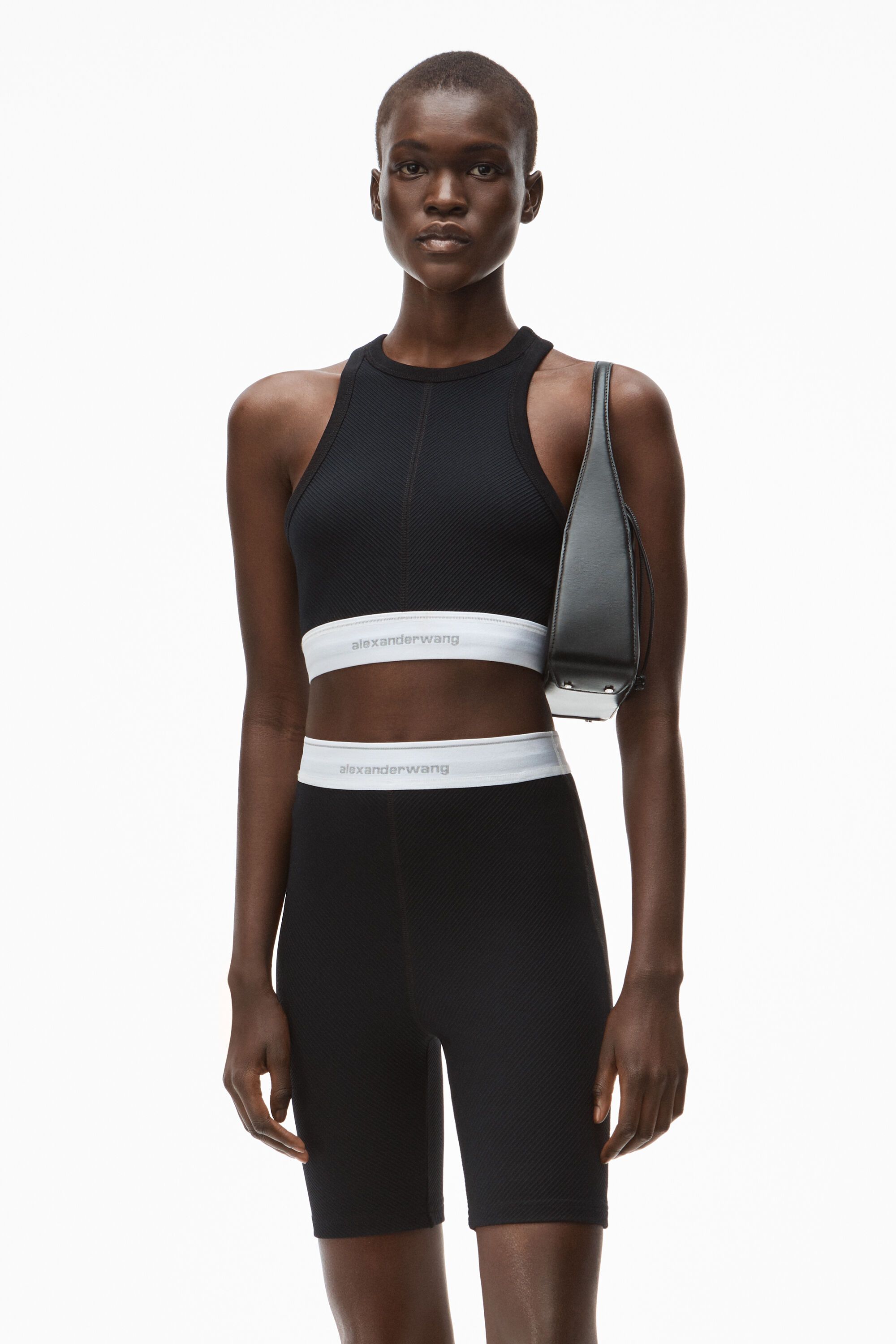 LOGO ELASTIC BRA TOP IN STRETCH KNIT | Alexander Wang