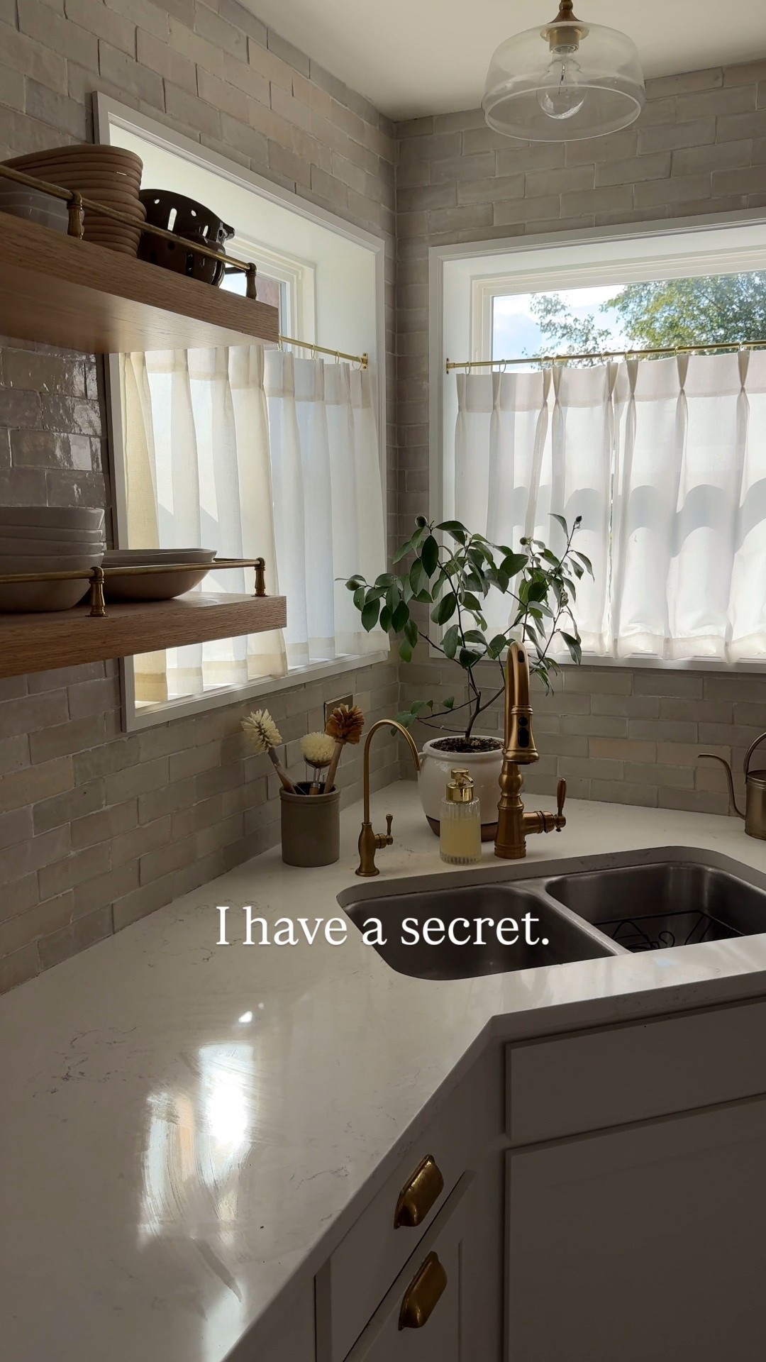 Kitchen faucet, pendant light, cafe curtains, brass shelf rail, 

#LTKSaleAlert #LTKHome #LTKFindsUnder100