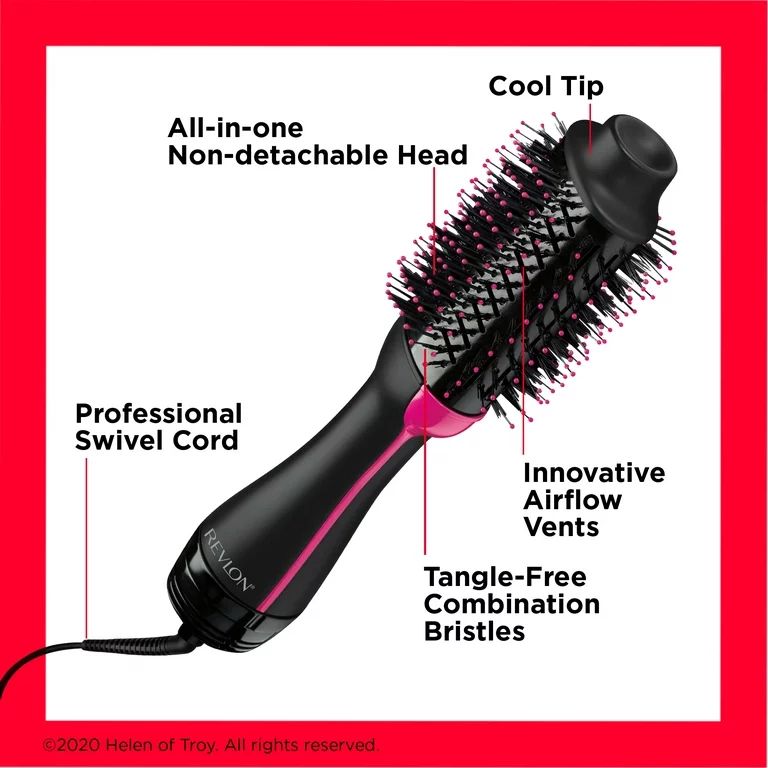 Revlon One-Step Ceramic Hair Dryer & Volumizer Hot Air Brush, Black | Walmart (US)