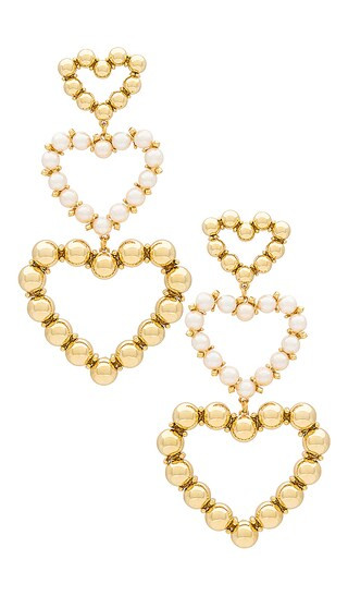 Ashton Pearl Heart Statement Earrings in White Pearl | Revolve Clothing (Global)