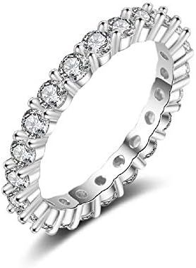 14K Gold Plated Cubic Zirconia Rings | 3.0mm Eternity Bands | Gold Rings for Women | Cushion Cut ... | Amazon (US)