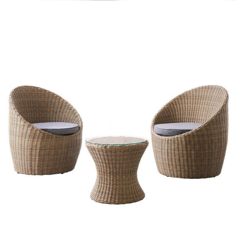 Strafford 3pc Wicker Outdoor Set with Two Chairs & Cocktail Table - Gray - Alaterre Furniture | Target