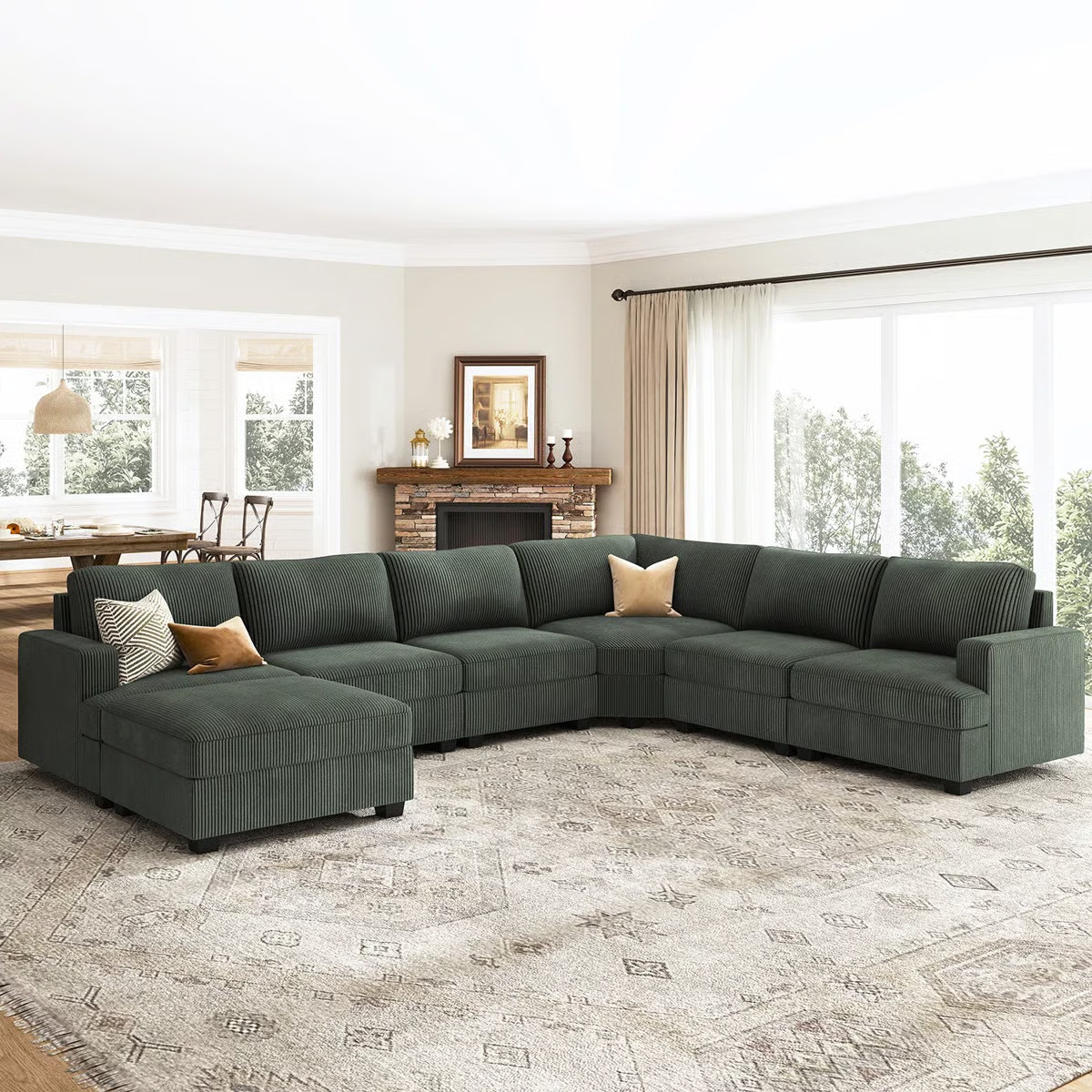 Maureece U Shaped Corduroy Sectional Modular Sofa With Chaise | Wayfair North America