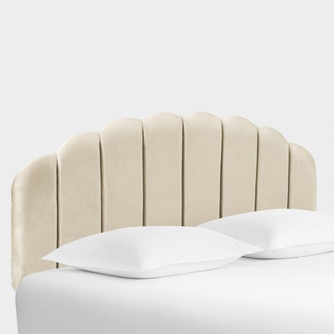 Velvet Channel Back Deco Upholstered Headboard | World Market