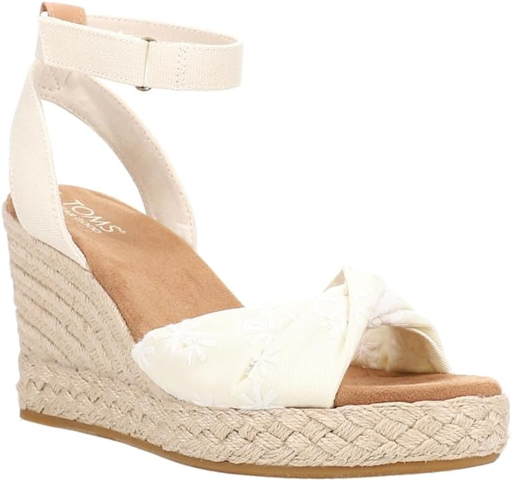 TOMS Womens Marisela Floral Espadrille Casual Sandals Casual High Heel 3" & Up - Off White | Amazon (US)