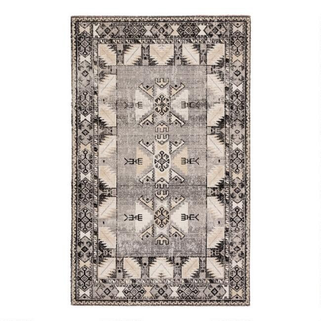 Gray and Beige Geometric Merit Indoor Outdoor Rug | World Market