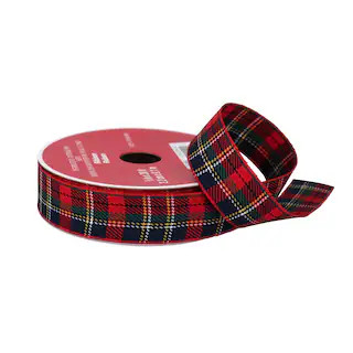 7/8" x 30ft. Red & Navy Plaid Ribbon by Celebrate It™ Christmas | Michaels Stores