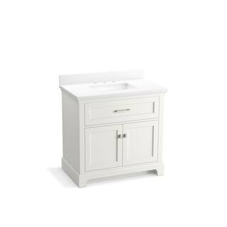 Charlemont 36.97in. Single Sink Freestanding White Bath Vanity with White Quartz Top Assembled | The Home Depot