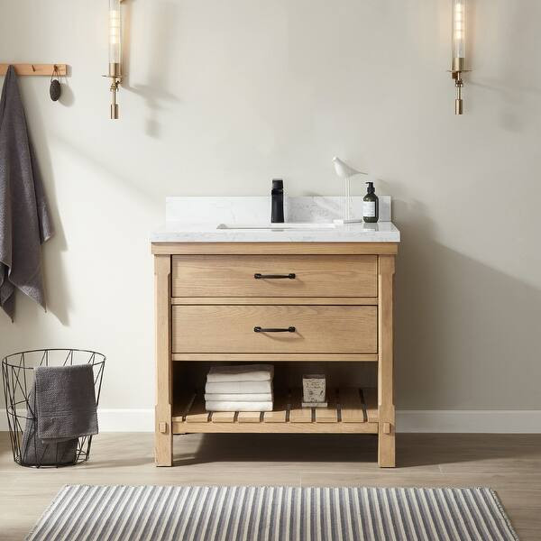 Valencia 36" Vanity in Washed Ash with Countertop Without Mirror | Bed Bath & Beyond