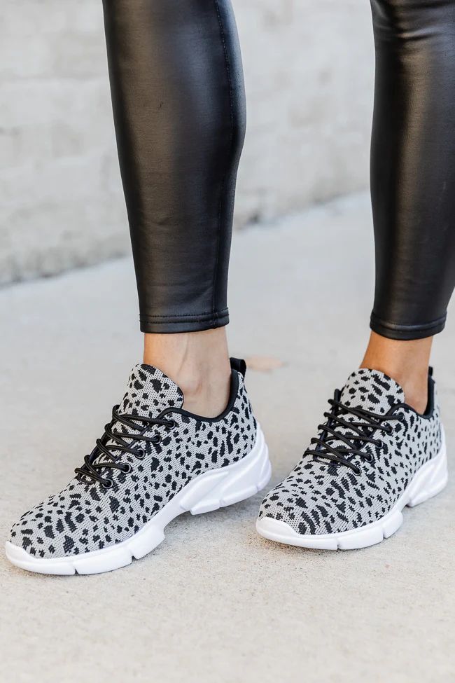 Mikala Black And Grey Leopard Print Sneakers DOORBUSTER | Pink Lily