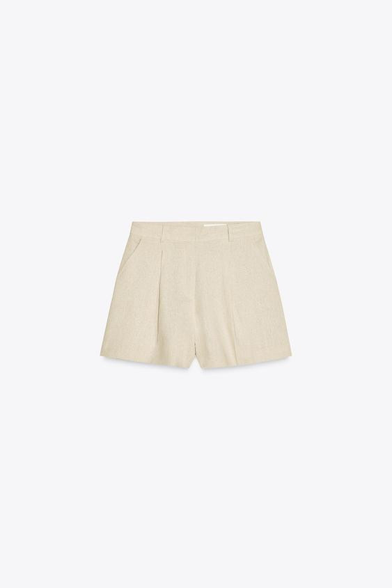 HIGH RISE LINEN BLEND SHORTS | Zara US