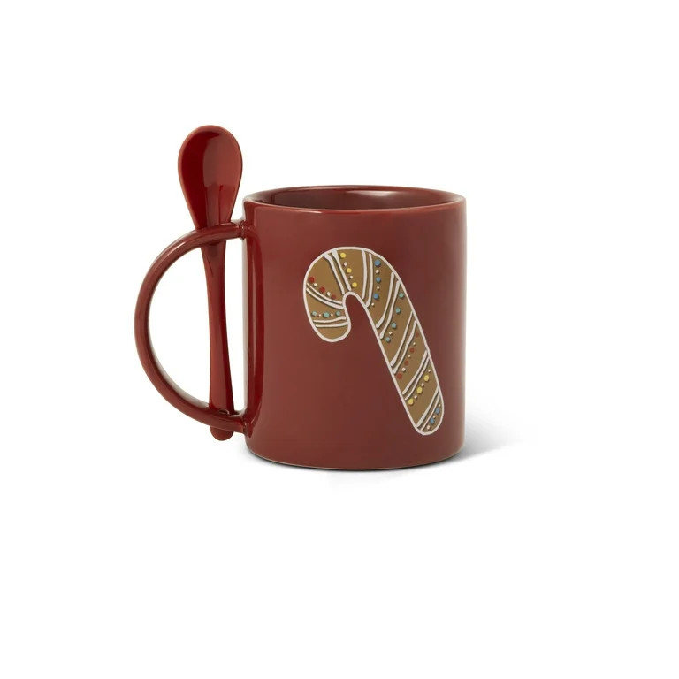 Thyme & Table Candy Cane Hot Cocoa Mug with Spoon - Red - Walmart.com | Walmart (US)