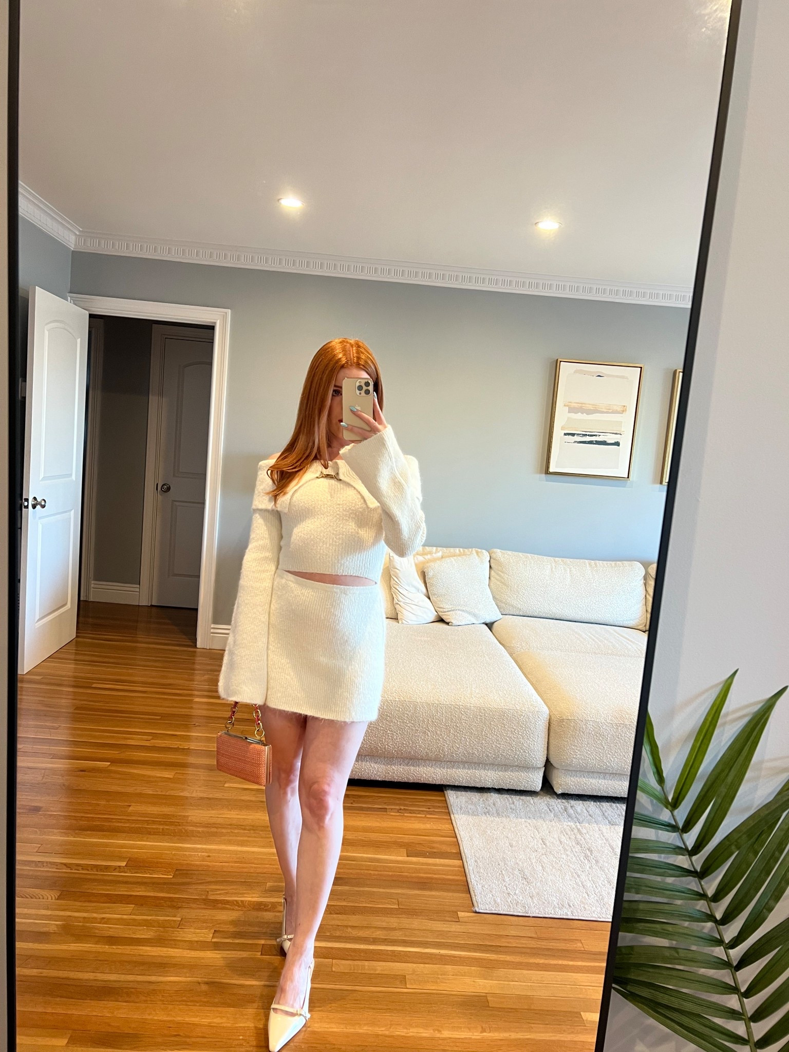 MESHKI fluffy white sweater top and matching mini 

#LTKStyleTip #LTKFindsUnder100 #LTKWedding