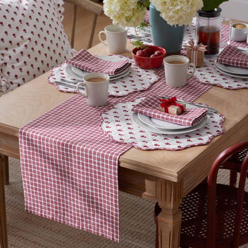 Katherine Plaid Yarn-Dyed Table Runner - Red Multi, 16 in. x 90 in. | The Company Store