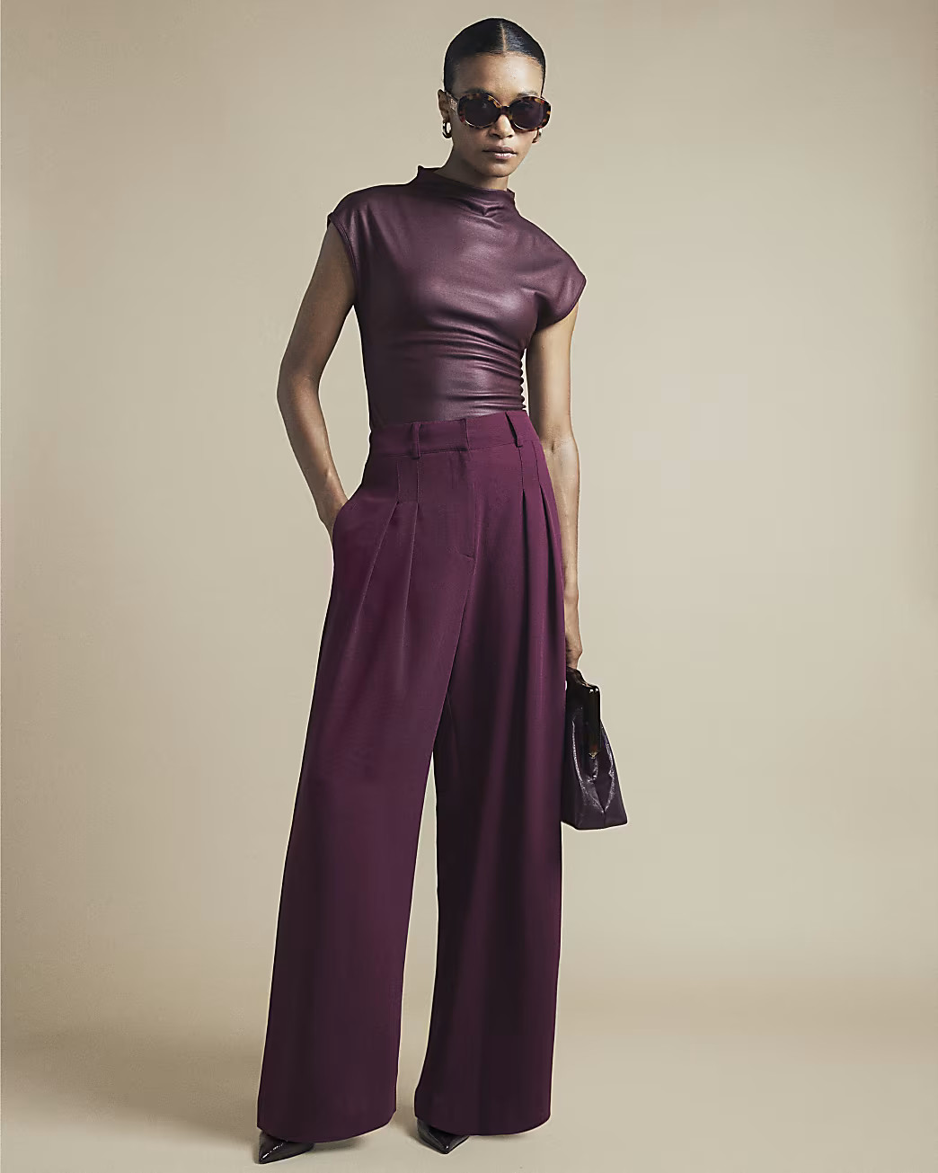 Red Wide Leg Trousers | River Island (UK & IE)