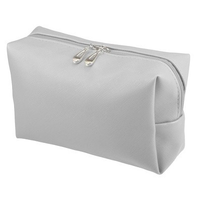 Unique Bargains Women PU Leather Waterproof Cosmetic Case Makeup Bag L Size 1 Pc Silver Tone | Target
