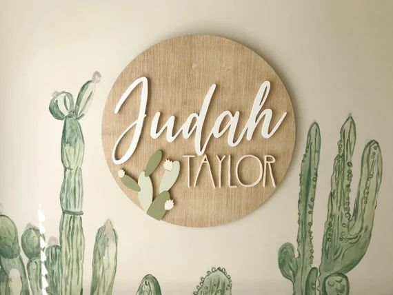 Wooden Name Sign Cactus  3D Name Sign Wood  Cactus Nursery | Etsy | Etsy (US)