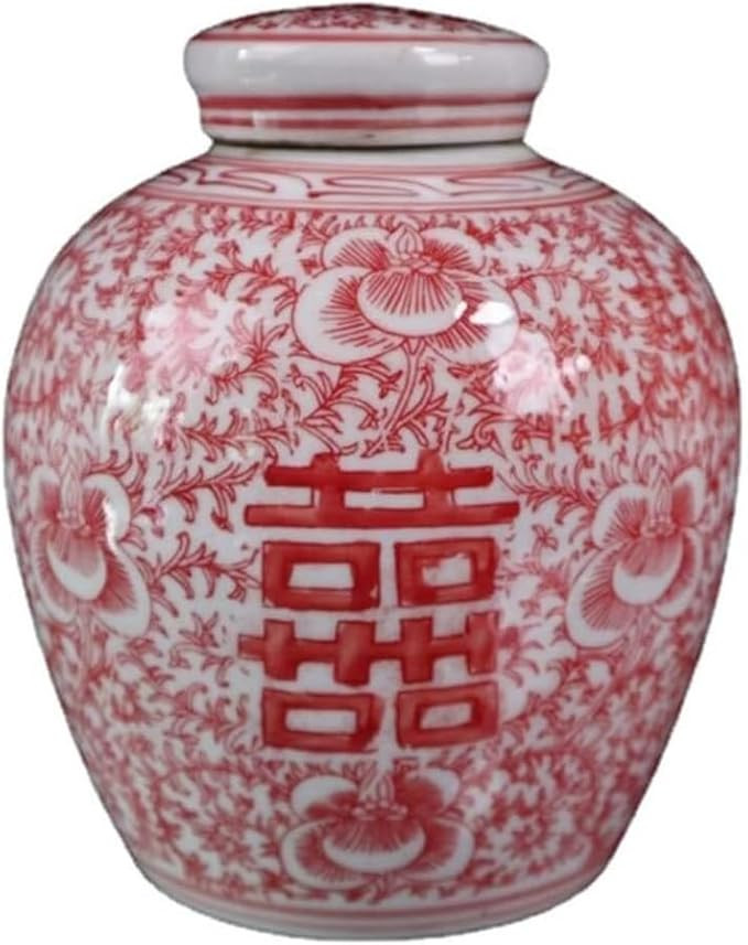 Temple Jar Ceramic Vases Ginger Jars With Lid For Home Decor Red And White Tradition Chinese Porc... | Amazon (CA)