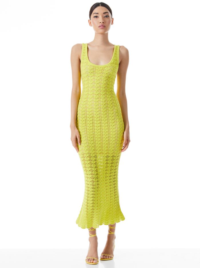 VERONIQUE POINTELLE SCOOP NECK DRESS | Alice + Olivia