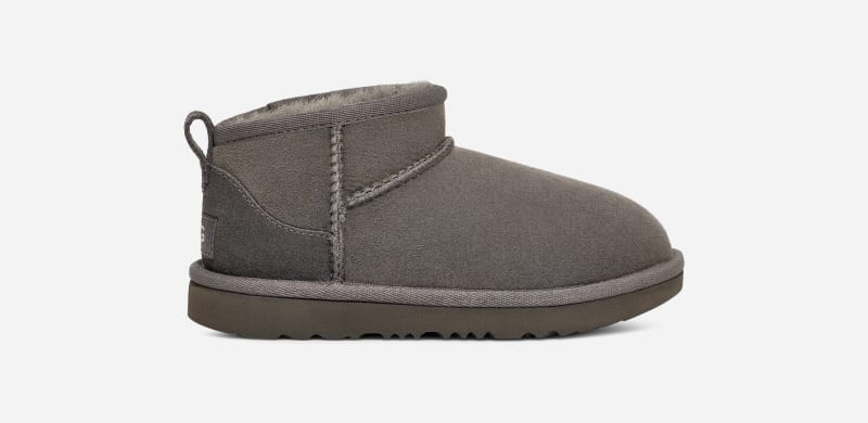 UGG® Kids' Classic Ultra Mini Sheepskin Classic Boots in Grey, Size 5K | UGG (US)