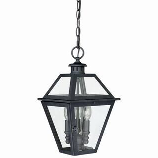 VAXCEL Nottingham 3-Light Black Outdoor Lantern Pendant Clear Glass T0081 - The Home Depot | The Home Depot