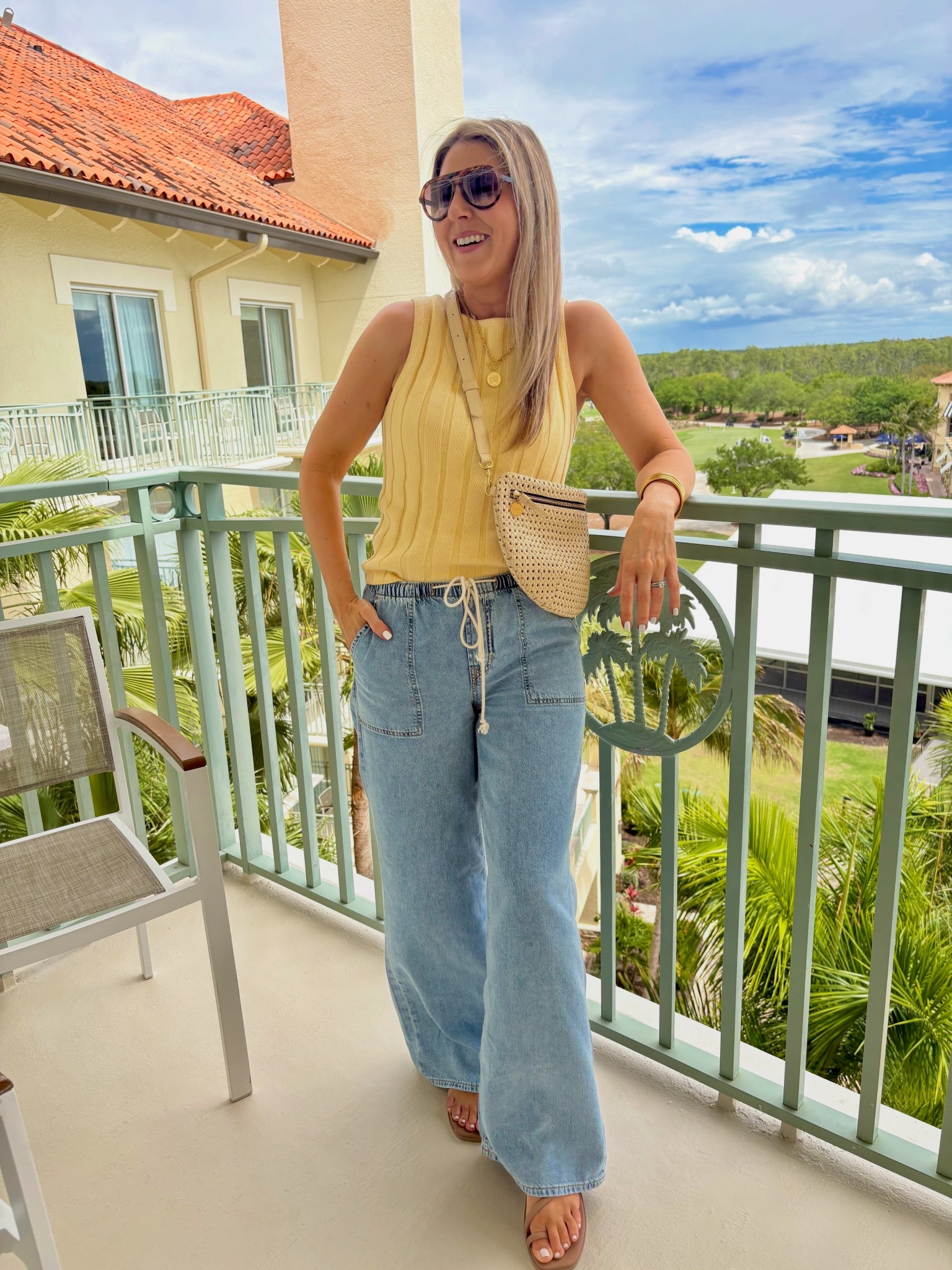 Super comfy tie jeans!!! On Sale! (sized down, xs)
Knit sweater tank (tts, s)
Crocs sandals (tts) BOGO 50% OFF! 

#LTKOver40 #LTKTravel #LTKootd