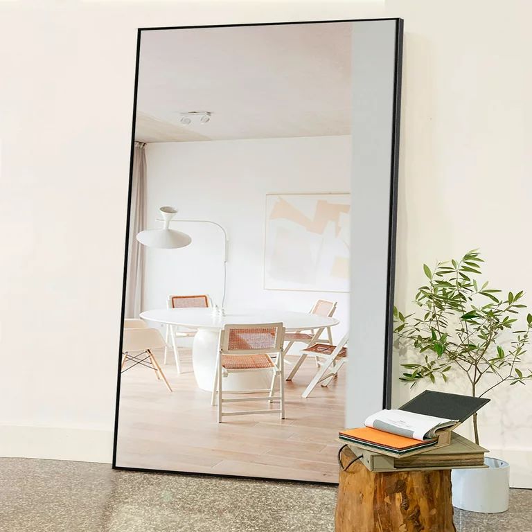 NeuType 71" x 32" Black Floor Mirror Oversized Full Length Mirror Large Wall Mounted Mirror Alumi... | Walmart (US)
