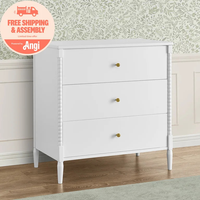 Delta Children Lily 3 Drawer Dresser with Interlocking Drawers, Bianca White | Walmart (US)
