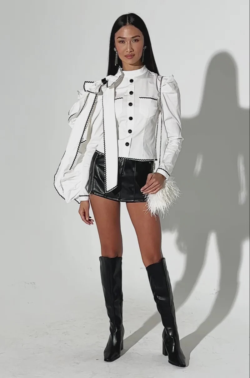 BRING THE DRAMA POPLIN BOW TOP | AKIRA