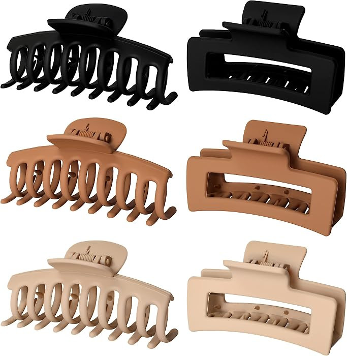 6pcs Medium Large Matte Square Claw Hair Clips for Women: Versatile Styling for Thick & Thin Hair | Amazon (US)