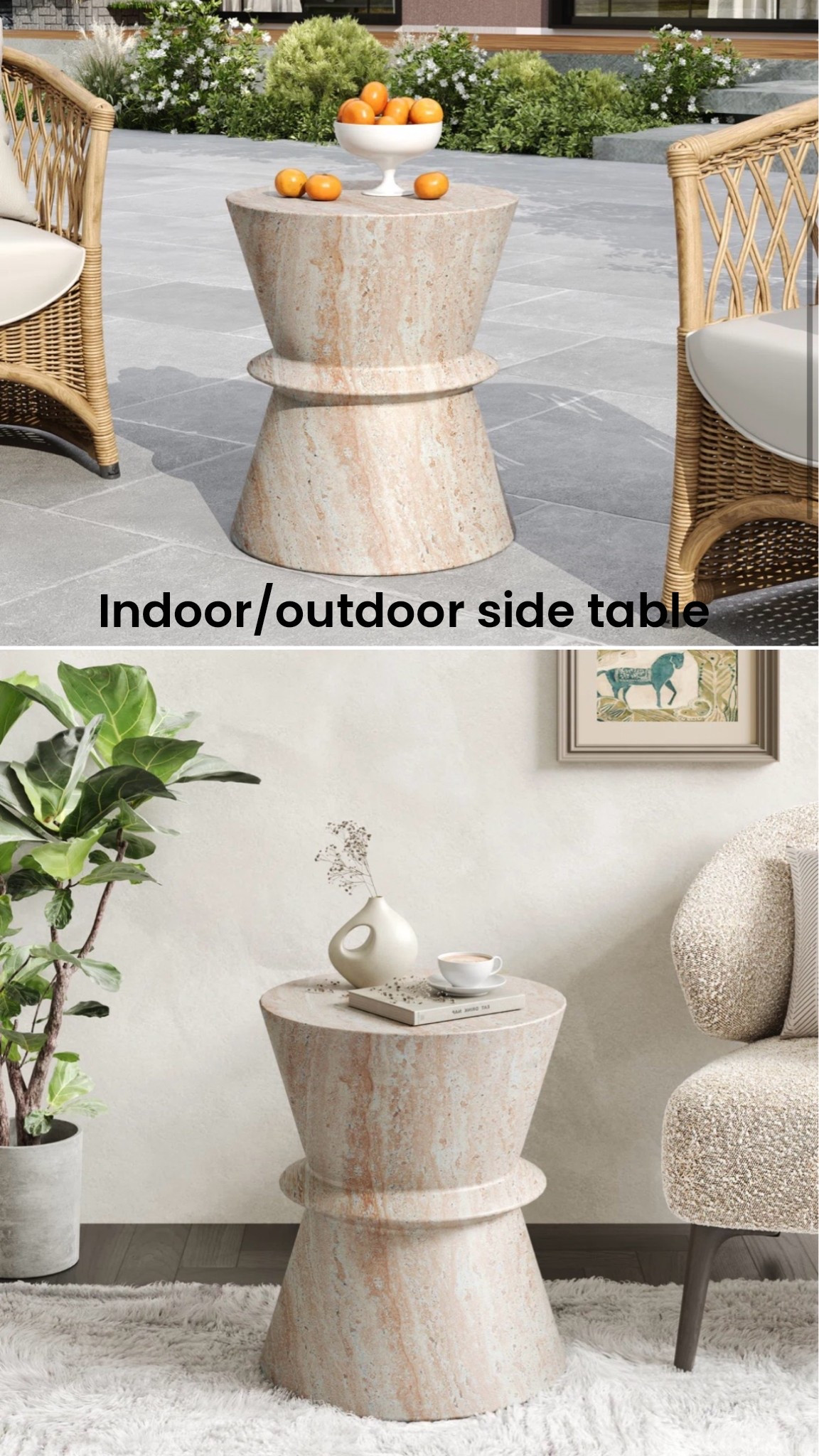 This indoor outdoor accent table comes in travertine or white. @Wayfair

#LTKMothersDay #LTKSeasonal #LTKHome