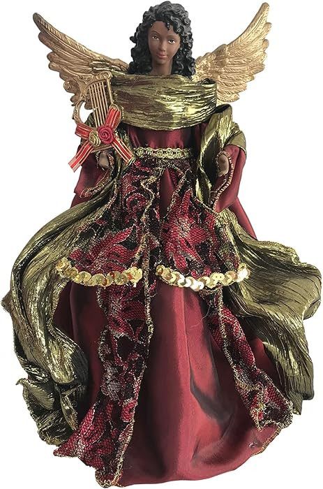 Santa's Workshop 3002 Aa Christmas Angel Tree Topper, 15" Tall, Red/Gold/Green | Amazon (US)