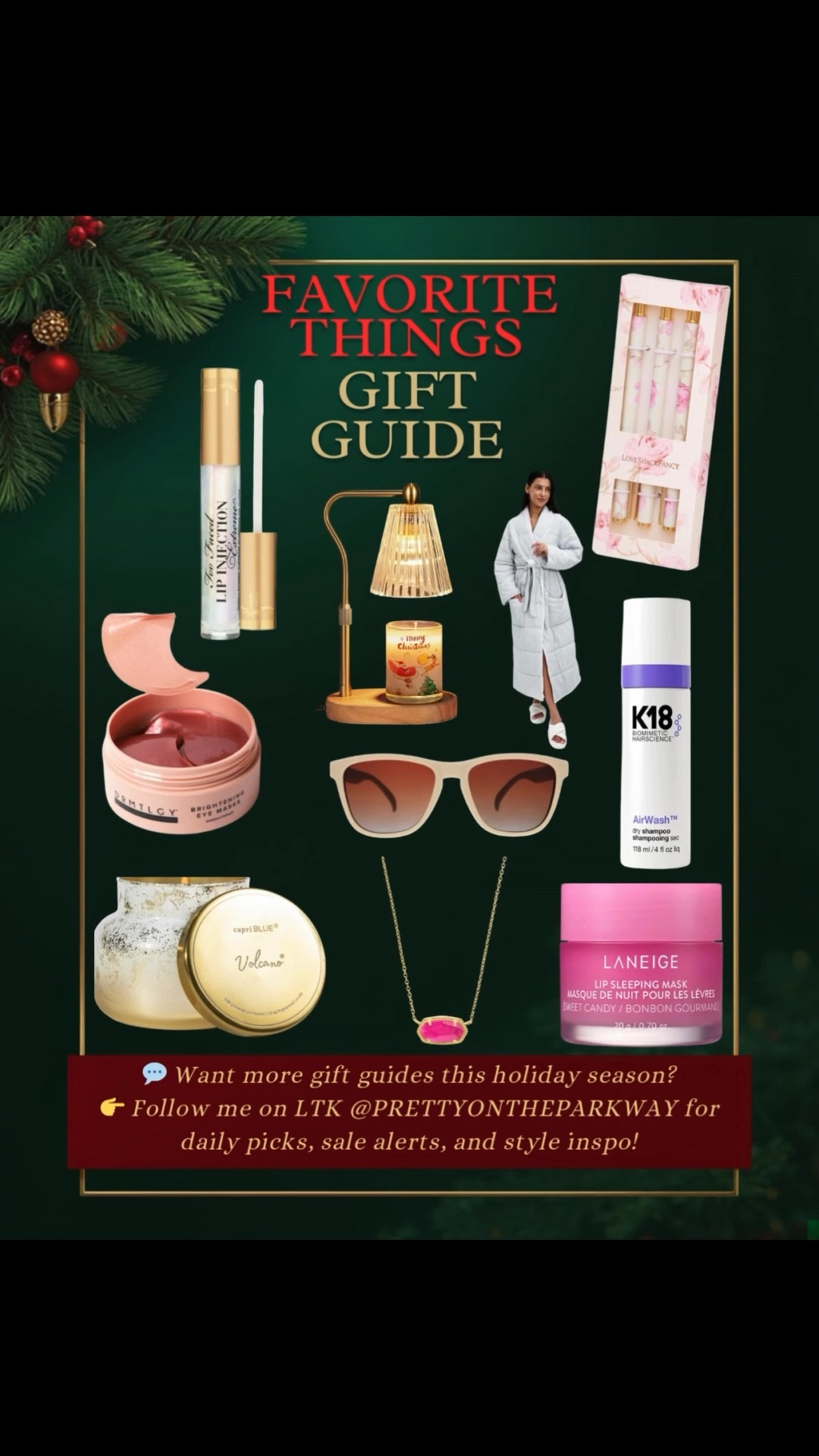 My Holiday Favorite Things Gift Guide is here, and these are the gifts I’m loving for the season and are perfect for your Favorite Things parties. From comfort-forward must-haves to beauty gifts everyone actually wants, this roundup is filled with easy, affordable, and crowd-pleasing picks. Featured favorites include the K18 AirWash dry shampoo, Goodr sunglasses, my favorite oversized quilted robe, and the Too Faced Lip Injection gloss for the perfect holiday glow. Tap to shop all my top gift ideas and party-approved favorites. Subscribe so you never miss new holiday finds, gift inspo, and seasonal deals.

#LTKSaleAlert #LTKHoliday #LTKGiftGuide