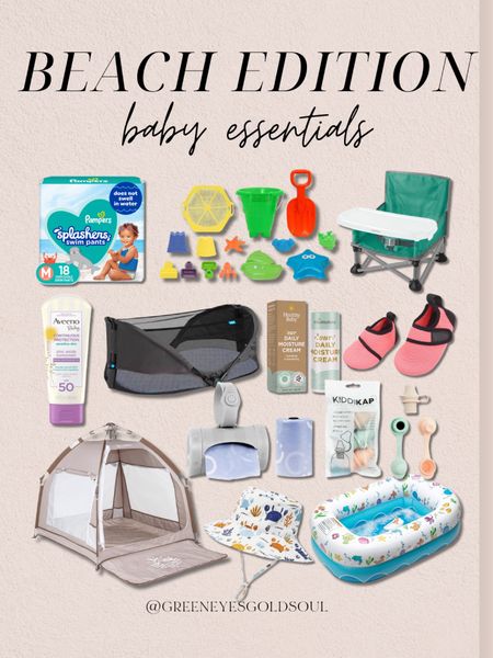 Beach baby essentials! 🩵 
Baby tent, beach, vacation, sand, beach toys, pamper, swim diapers, baby pool, inflatable pool, hat, swim shoes, baby high chair, sunscreen 

#LTKbaby #LTKkids #LTKtravel