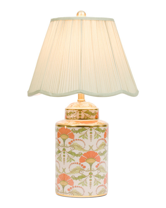 24in Ceramic Printed Table Lamp With Linen Shade | Bedroom | Marshalls | Marshalls